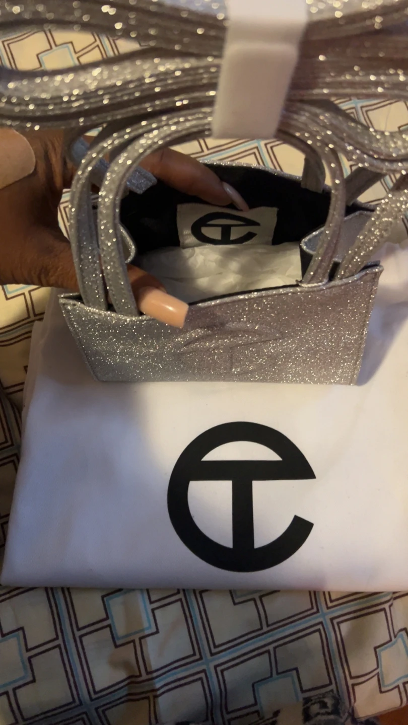 Telfar Small Glitter Shopping Bag in Silver - photo 3