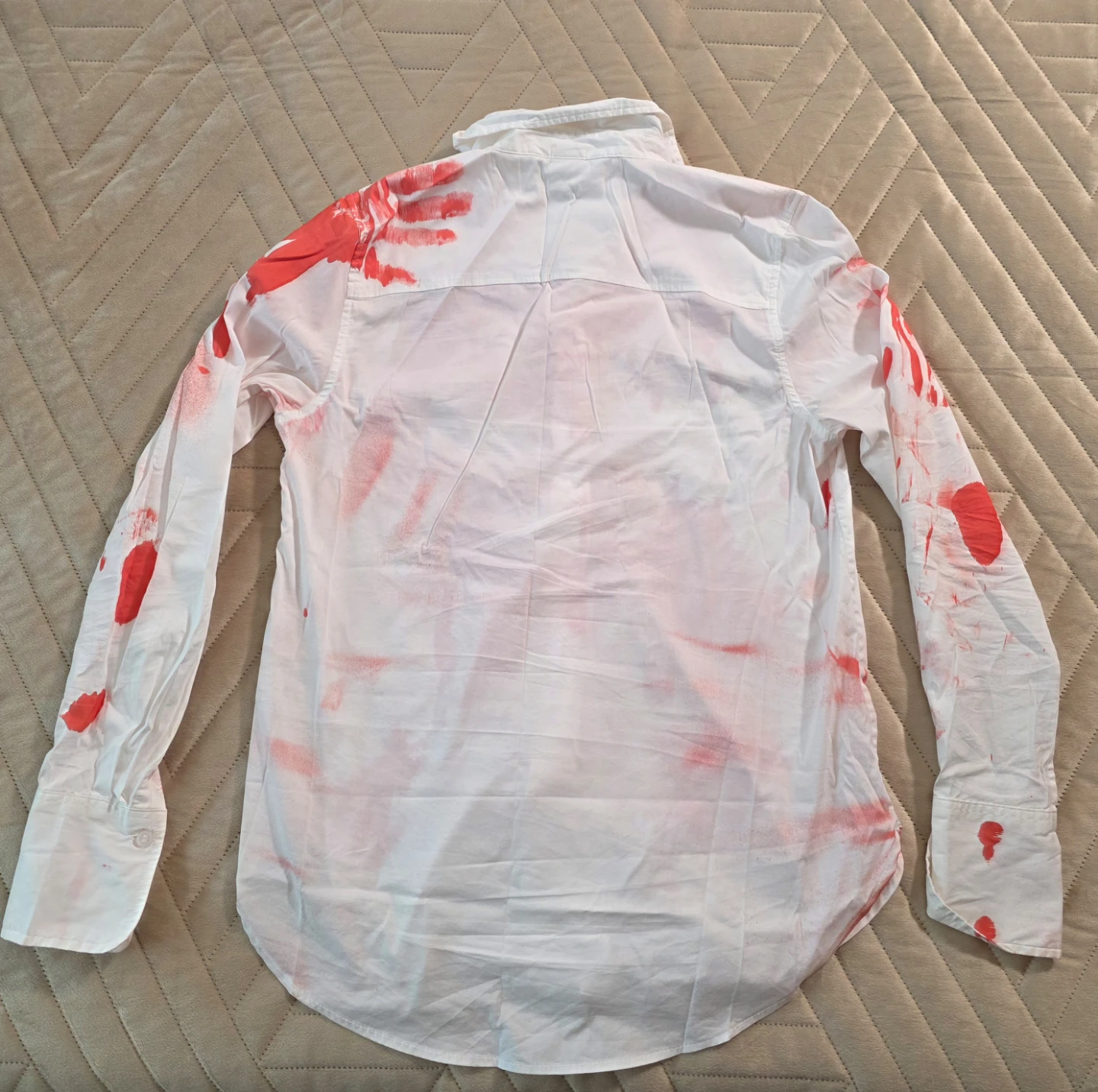 Halloween White Blood Splatter Costume Shirt - photo 3