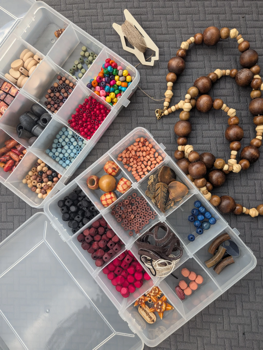 Assorted Wooden Craft Beads and Jewellery Supplies