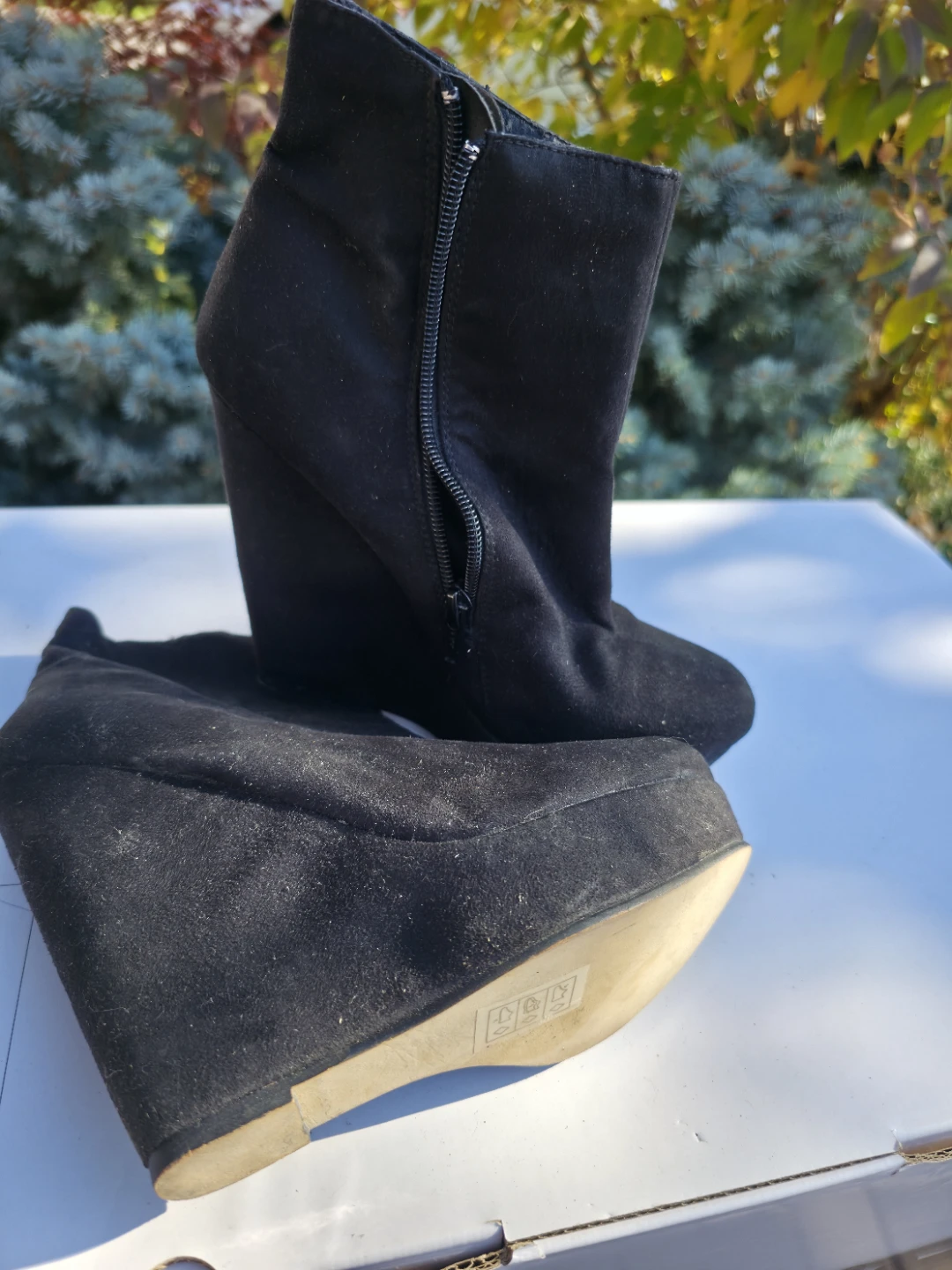 Black Wedge Ankle Boots Size 36