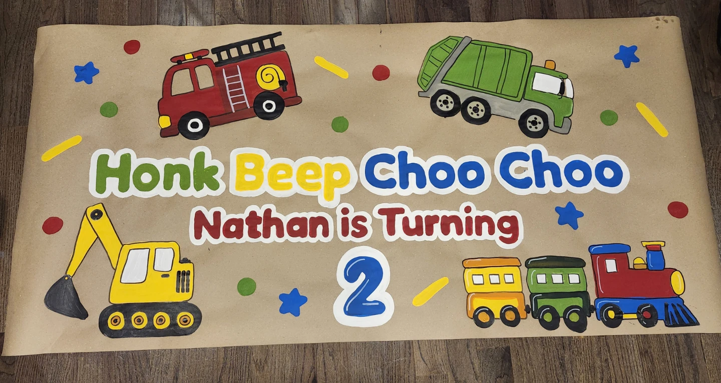 Custom Hand-Painted Paper Birthday Banners