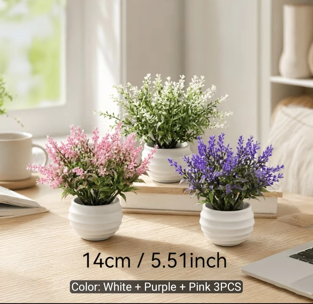 Set of 3 Artificial Potted Plants