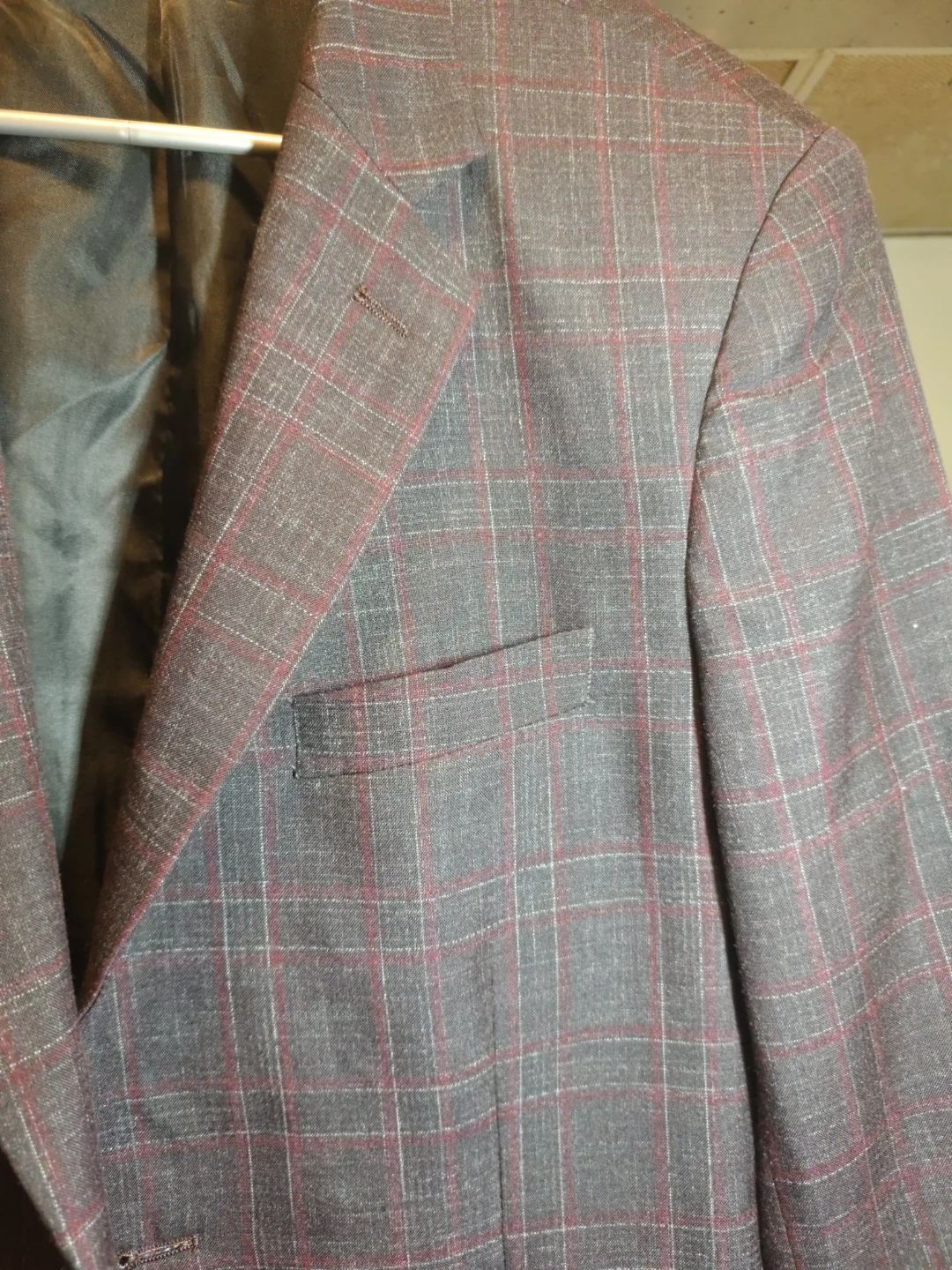Mens Plaid Blazer Grey and Red - photo 3