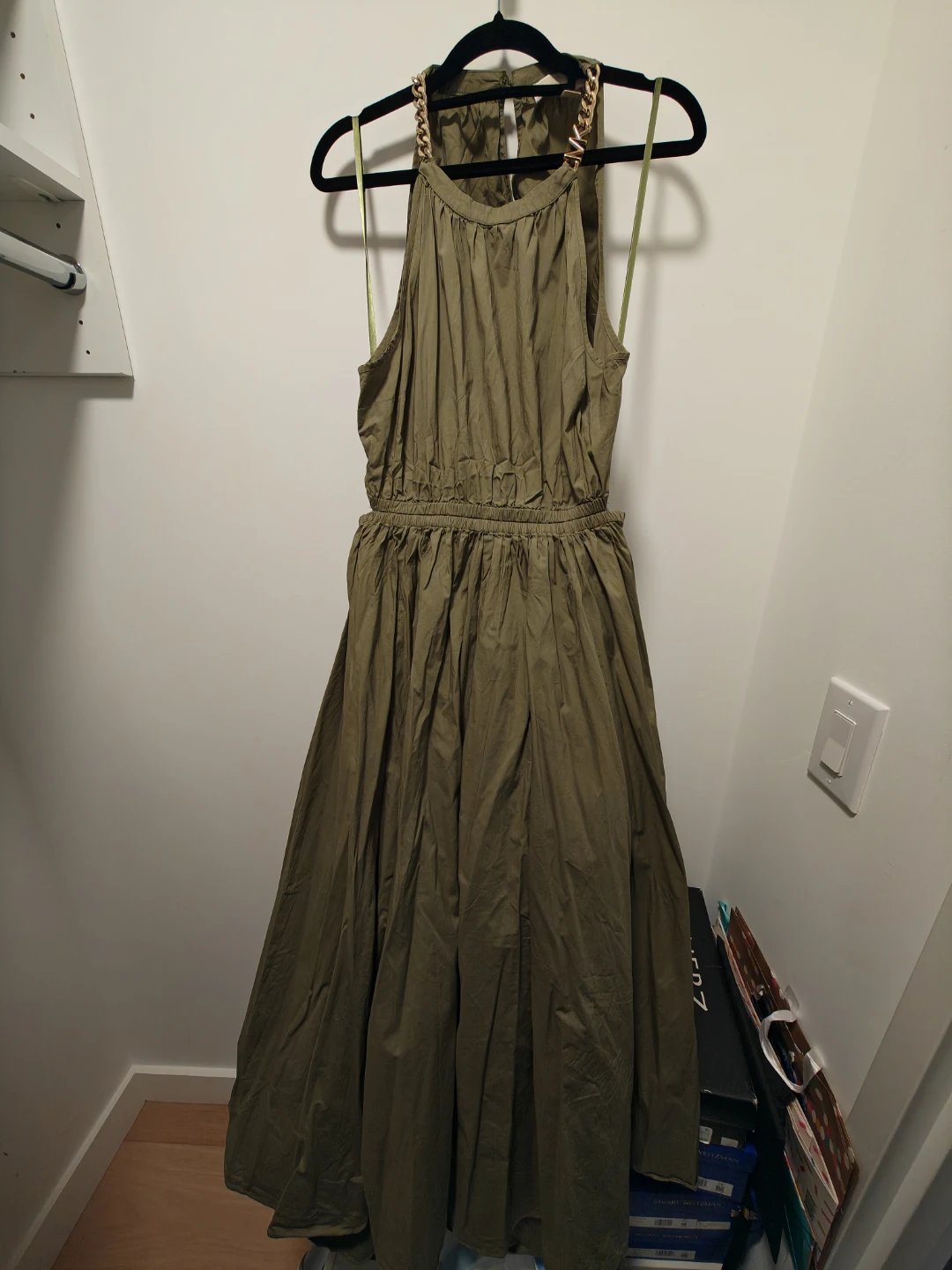 Michael Kors sz L Olive Green Halter Midi Dress - photo 2