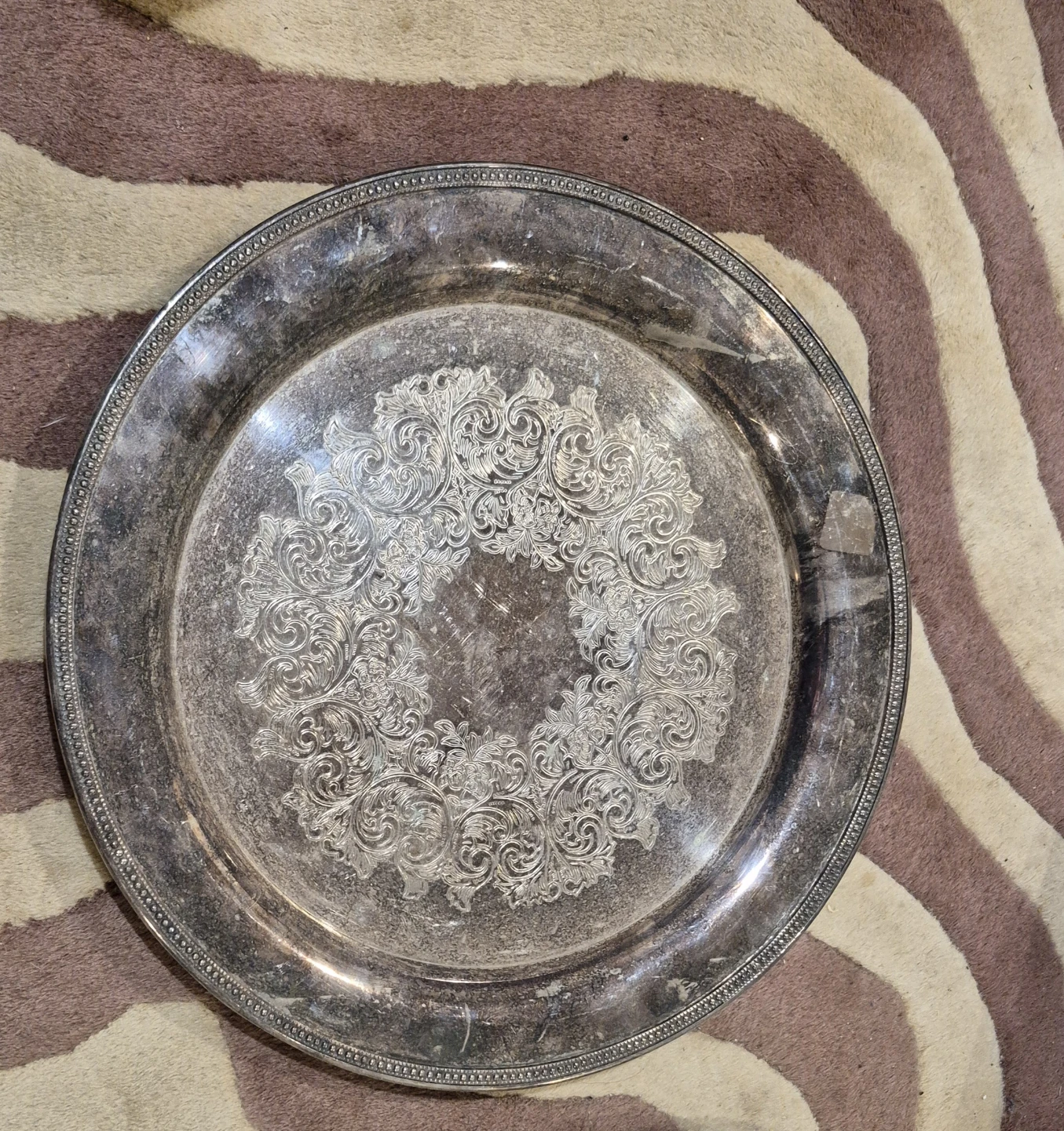 Vintage Ornate Silver Plated Serving Tray (Skokie) - photo 2