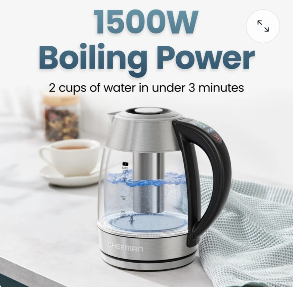 Chefman Digital Glass Electric Kettle - photo 3