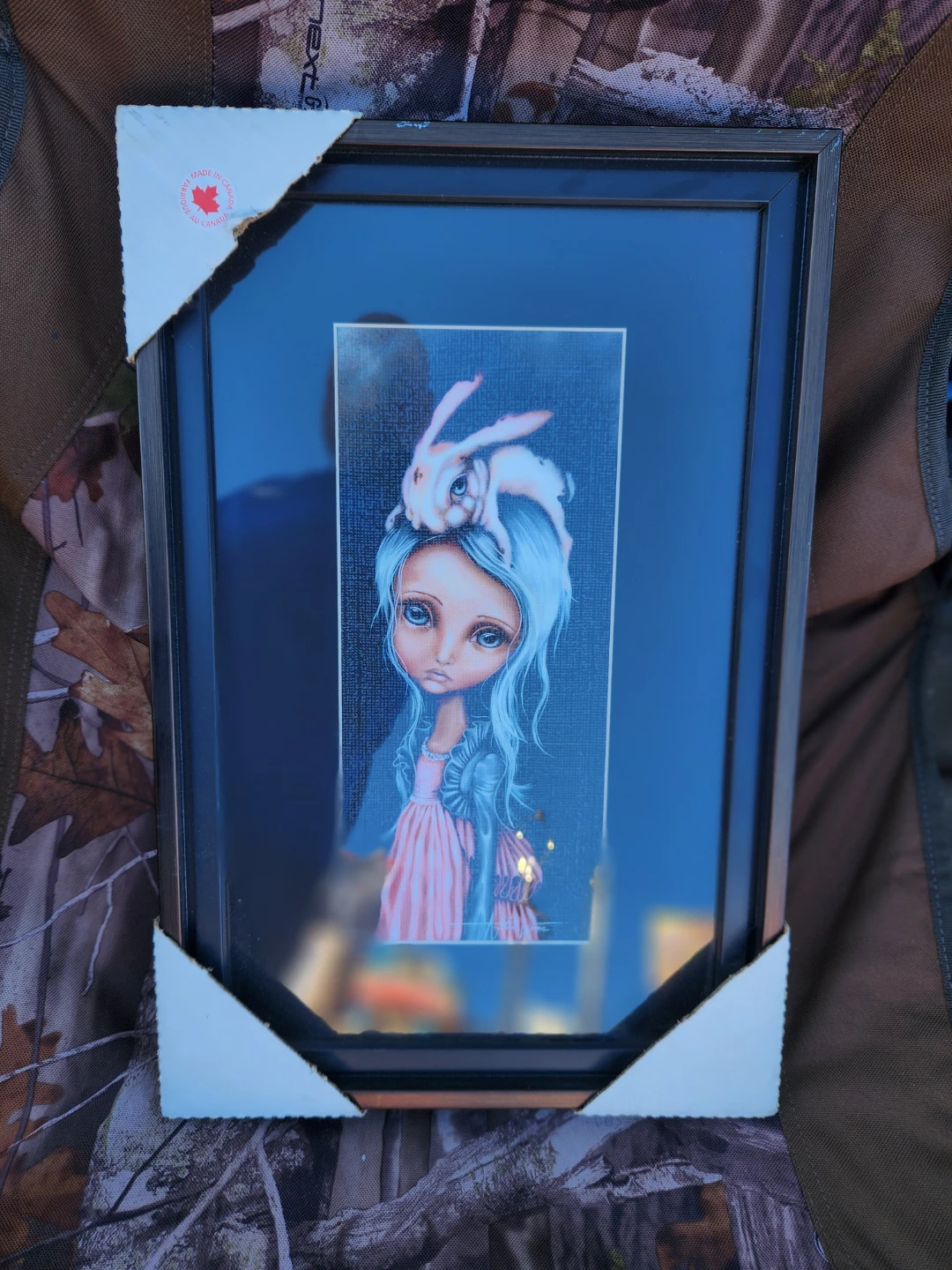 Framed Girl with Rabbit Art Print