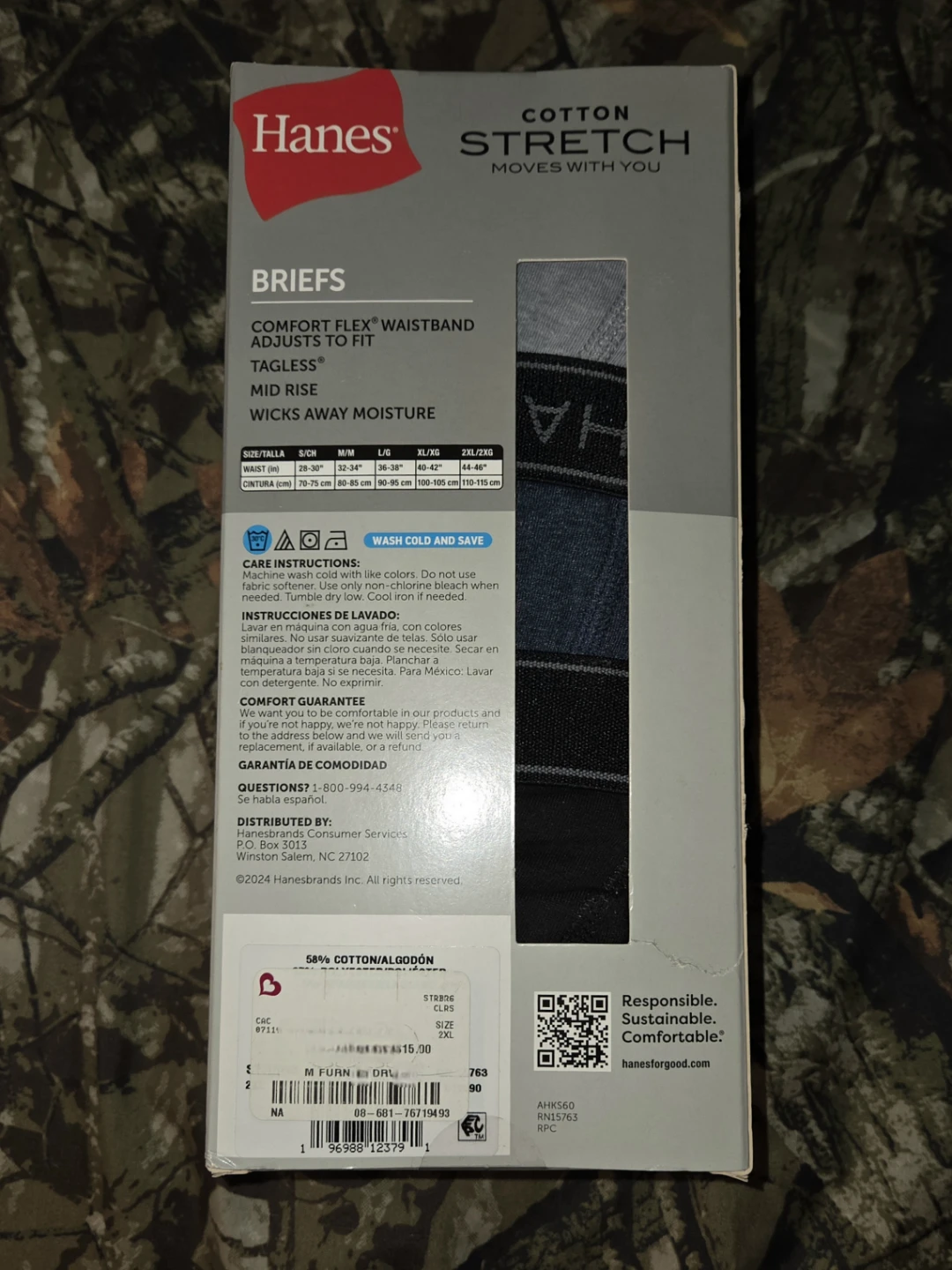 Hanes 6-Ct. Cotton Stretch Tagless Briefs in a Men's 2XL - photo 4