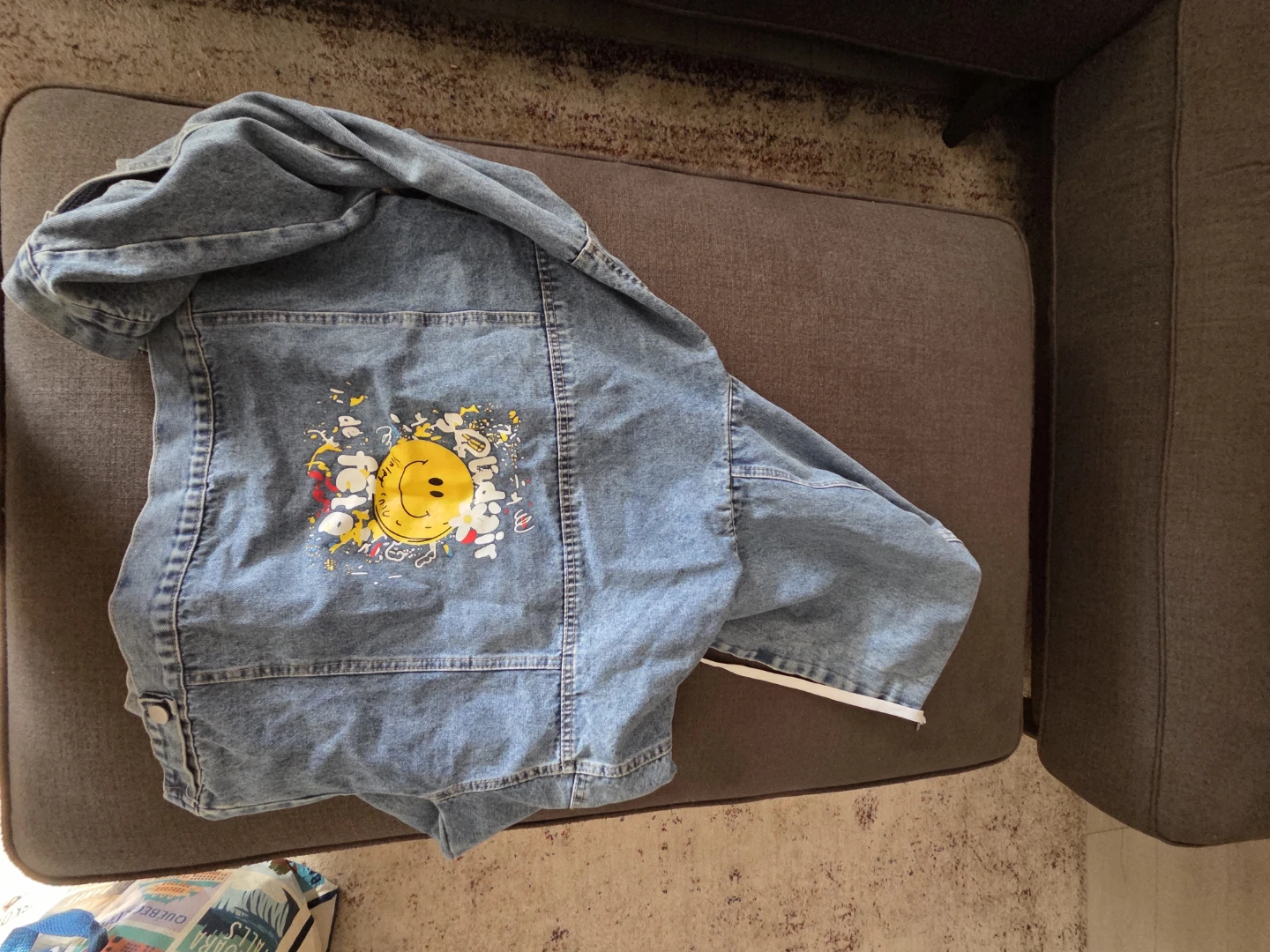 Denim Jacket with Smiley Face Print - photo 2