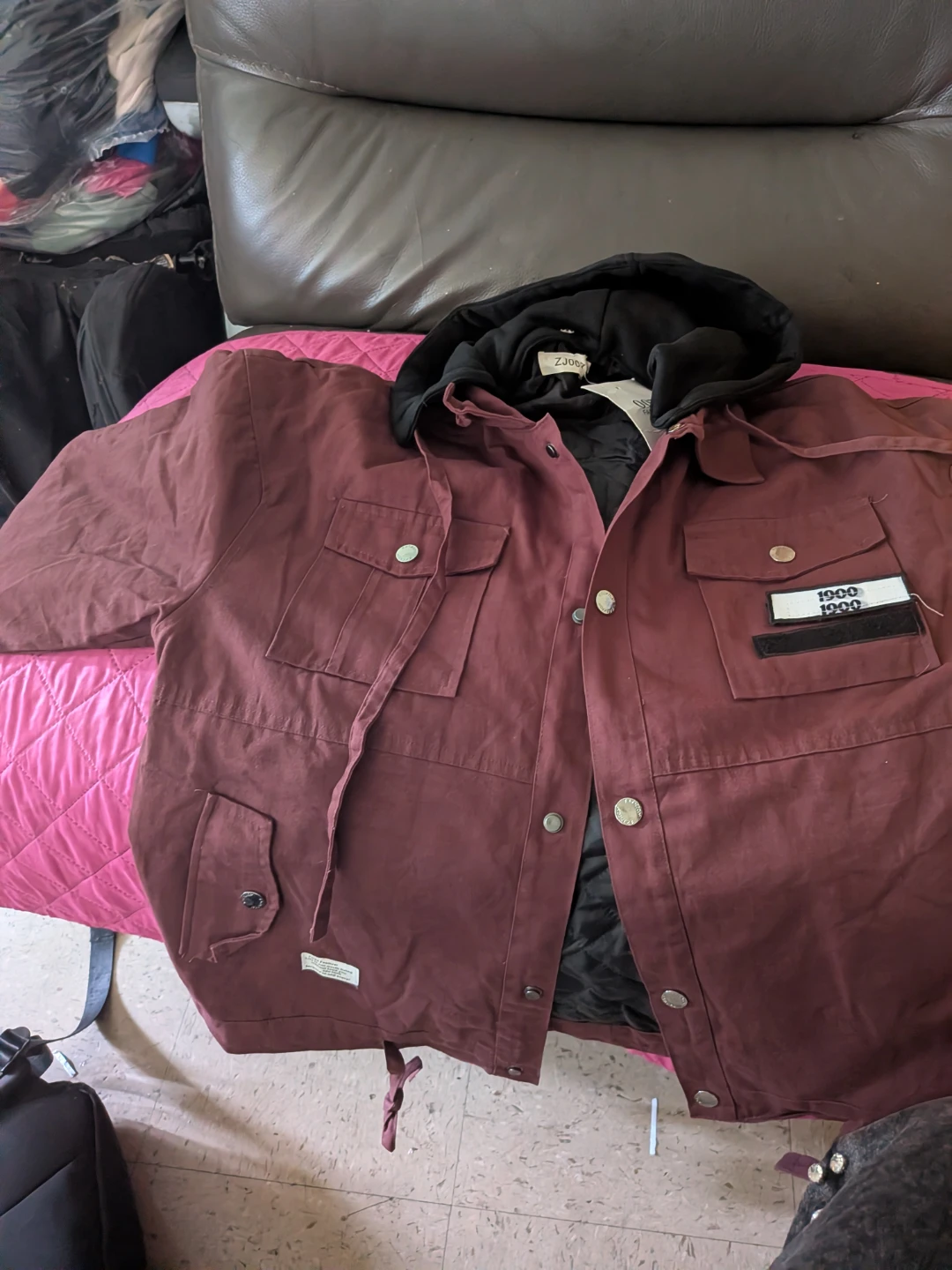 Maroon Hooded Jacket - photo 3