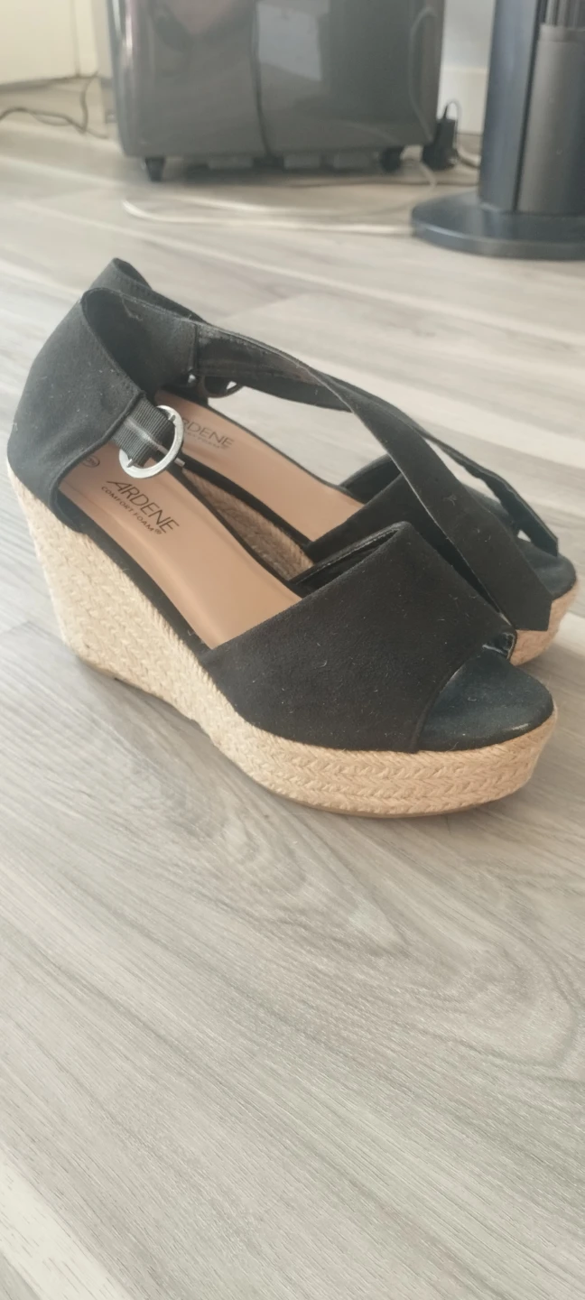 Ardene Black Espadrille Wedge Sandals