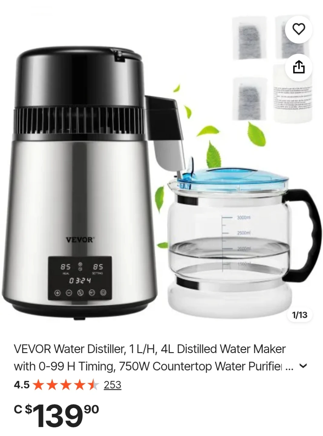 VEVOR Countertop Water Distiller