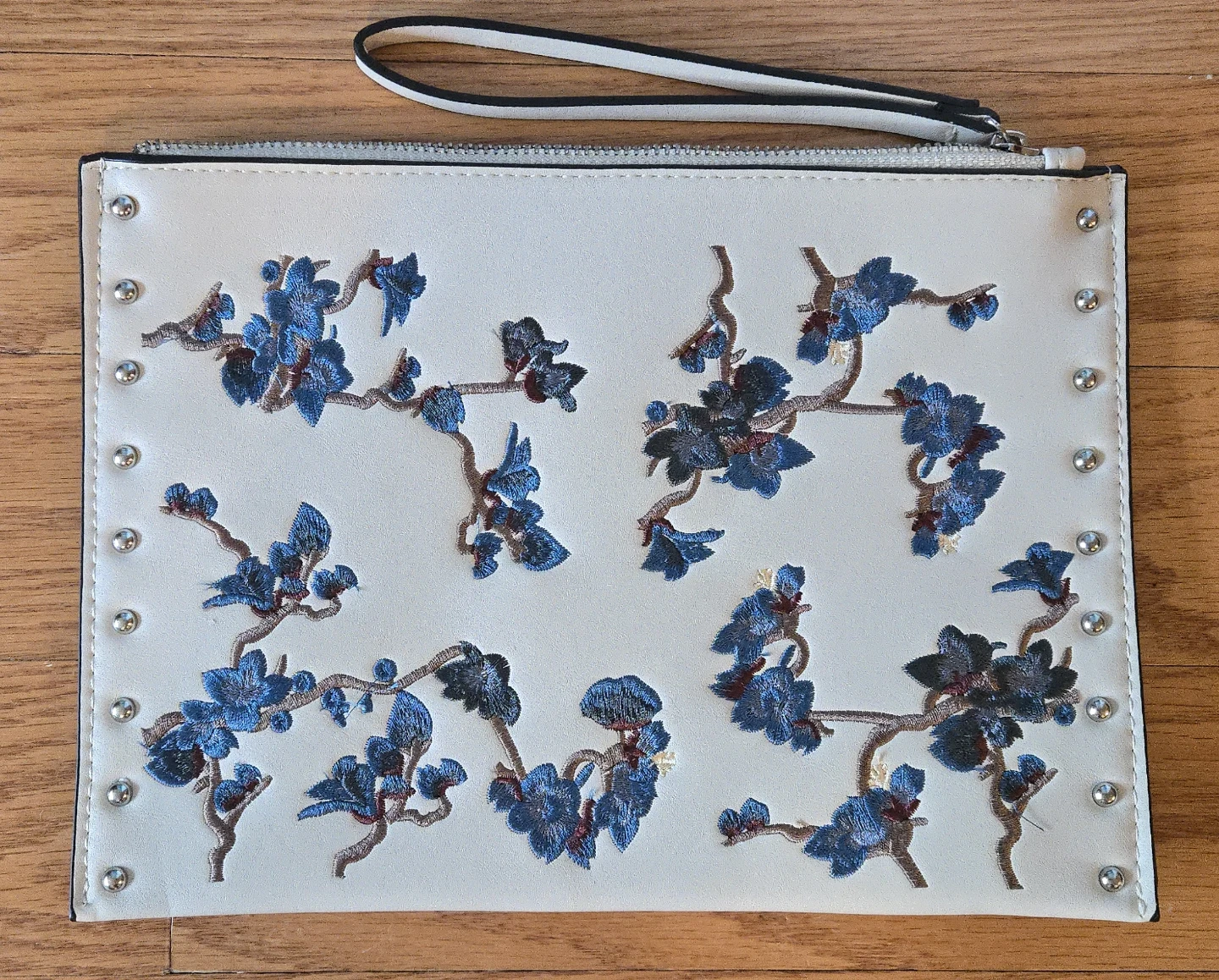 MANGO brand embroidered clutch purse