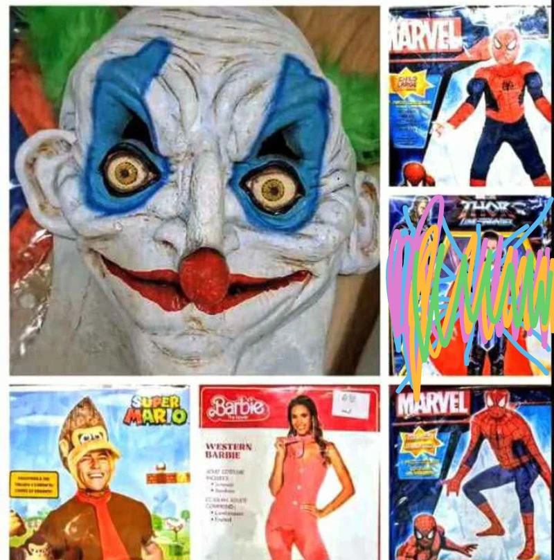 Creepy clown mask costume accessory and more
