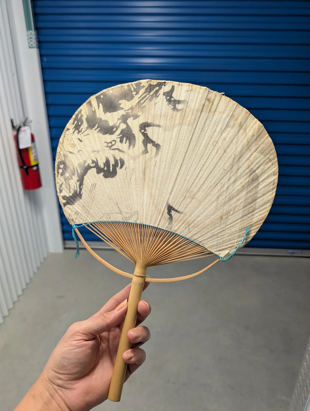 Traditional Handheld Bamboo and Paper Fan Purchased in Japan