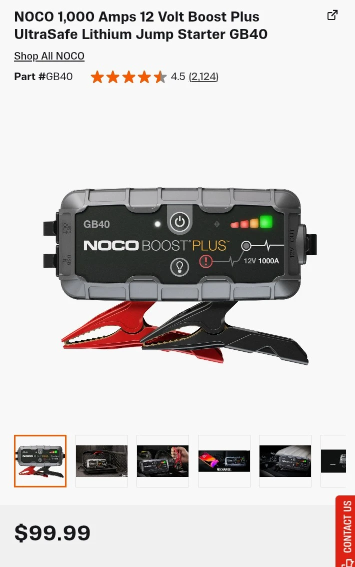 NOCO GB40 Boost Plus 1000 Amp 12V Jump Starter