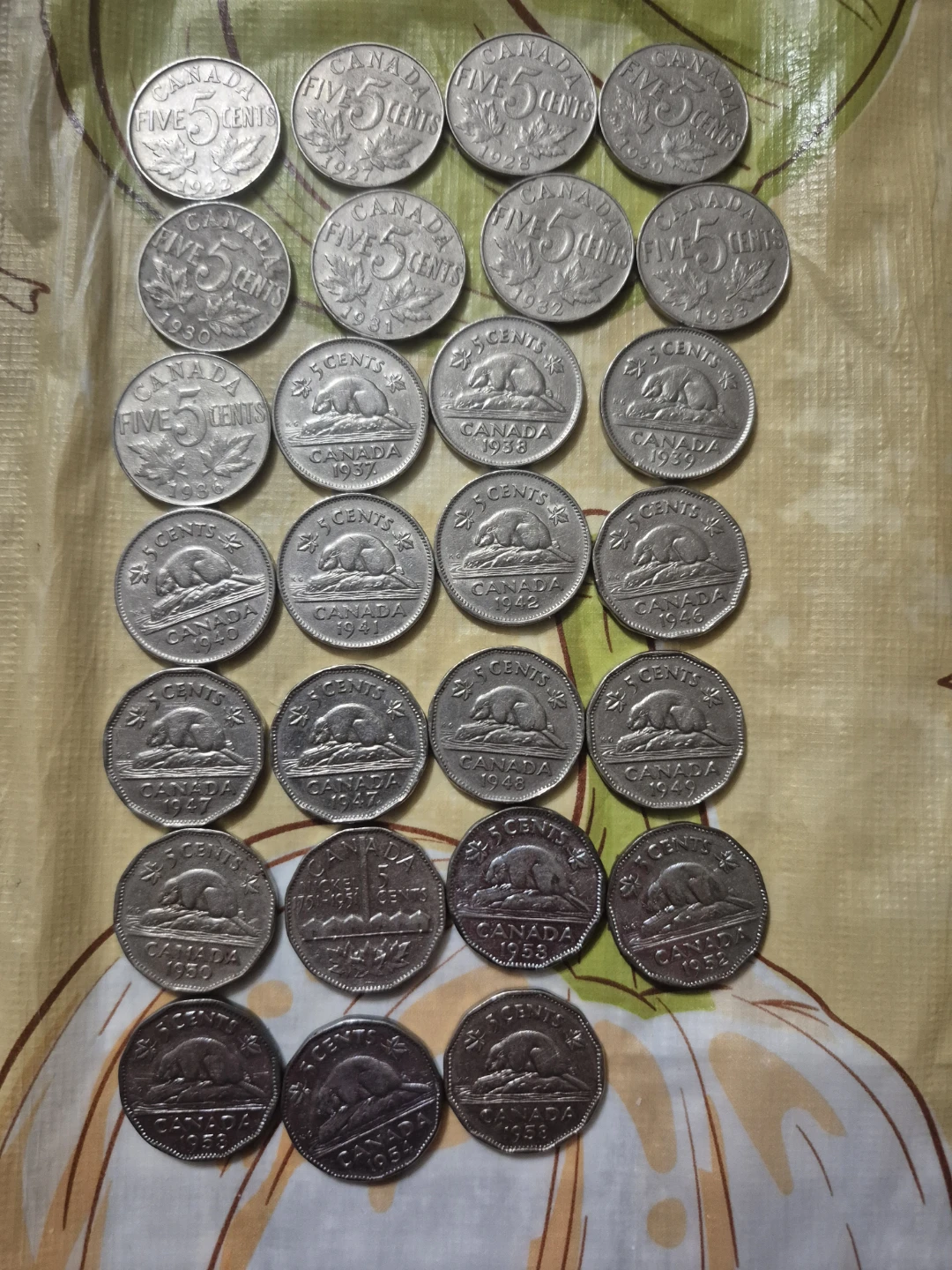 Collection of Vintage Canadian 5-Cent Coins