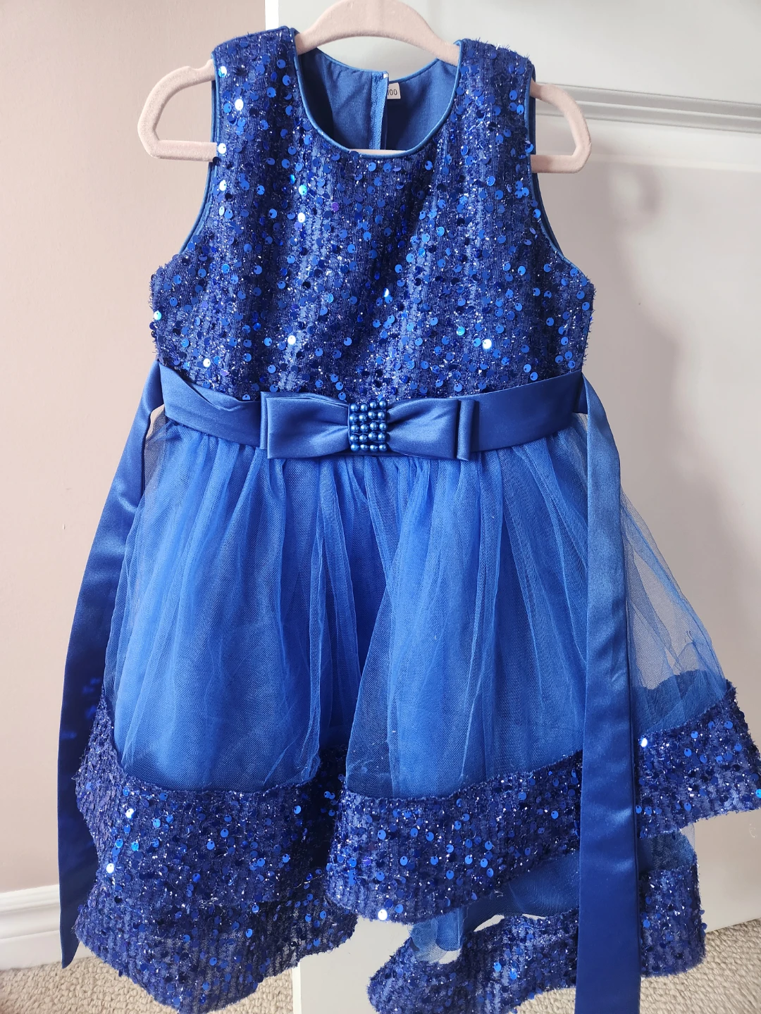 Blue sequin girls' dress, size 3t - 4t New - photo 2
