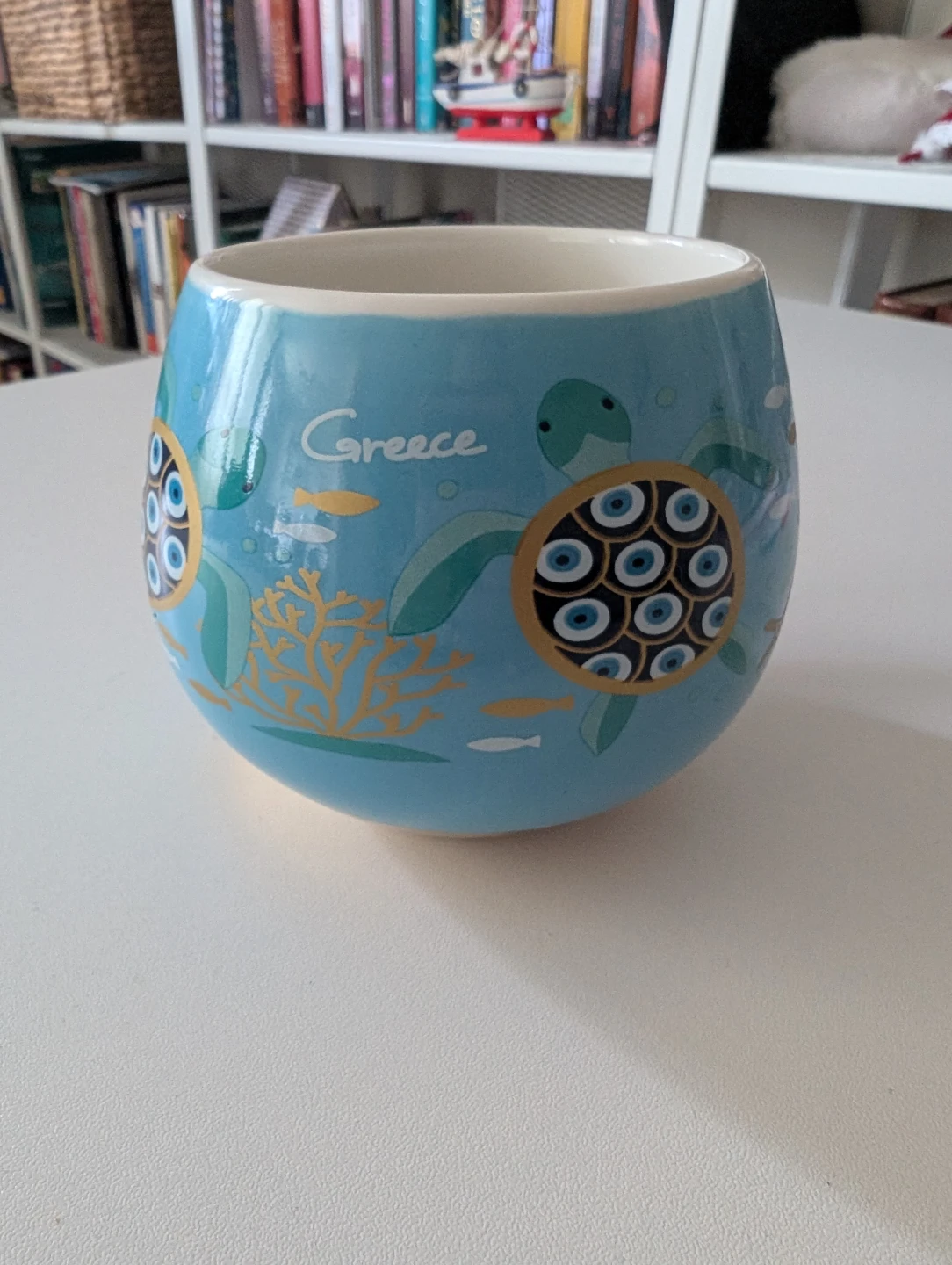 Greece souvenir ceramic mug with sea turtle design - photo 2