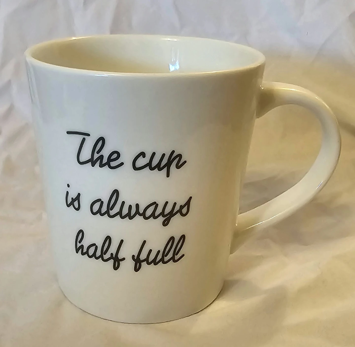 White and Black Indigo "The Cup is Always Half Full" Mug - photo 3