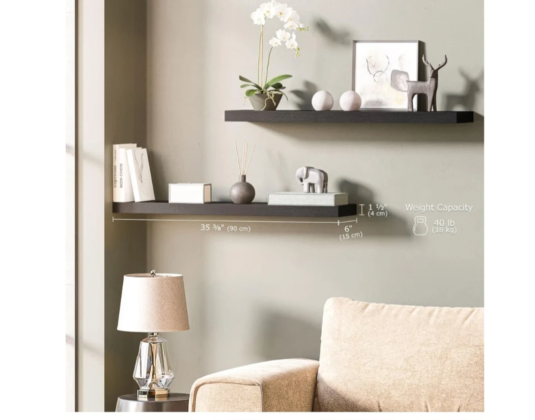 Ballucci Floating Shelves, Set of 2, Black - photo 3
