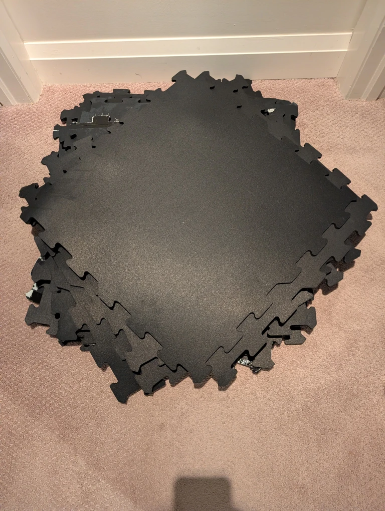 15 Black Rubber Interlocking Floor Tiles