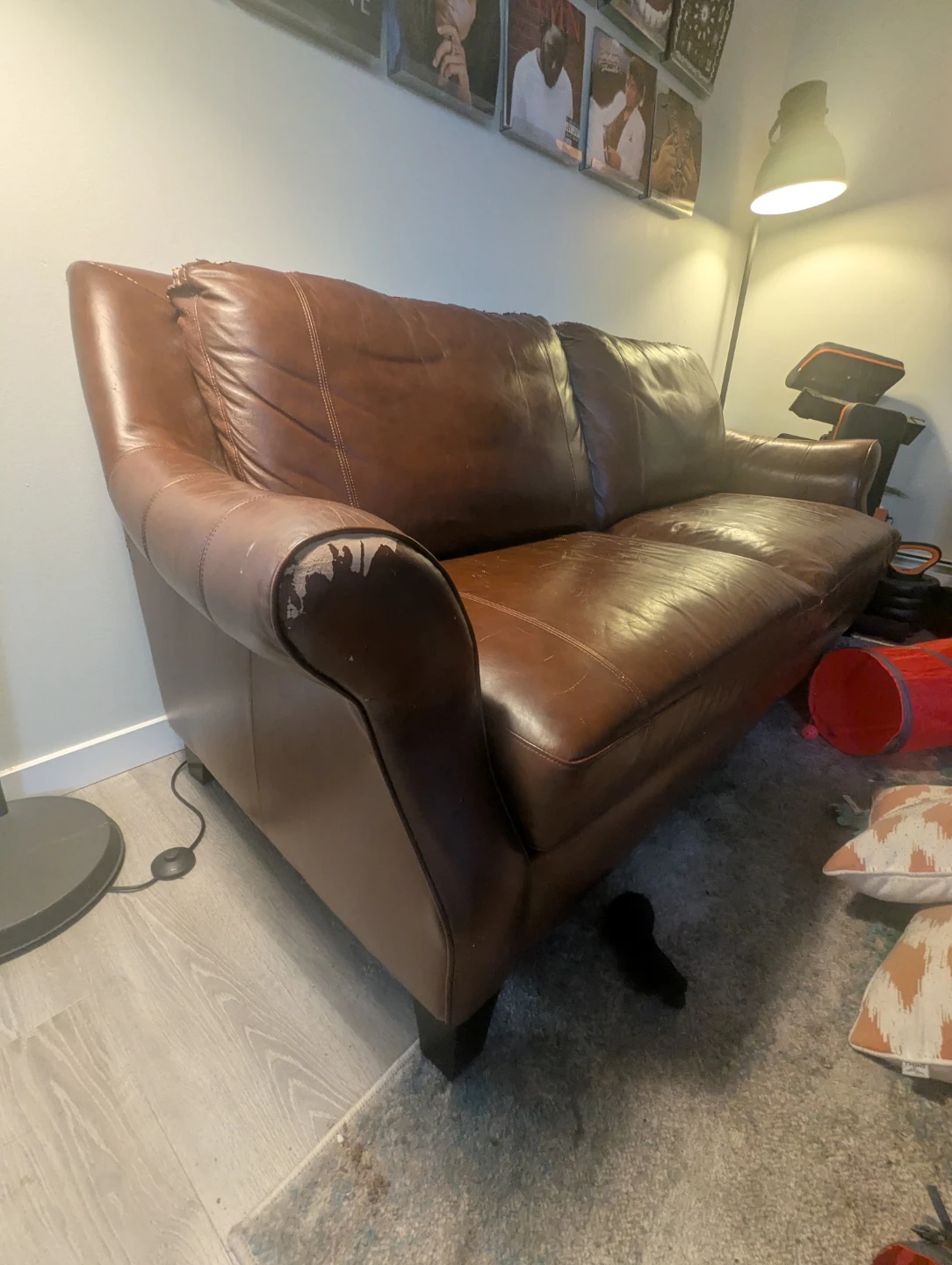 FREE Brown Faux Leather Two-Seater Sofa - photo 3