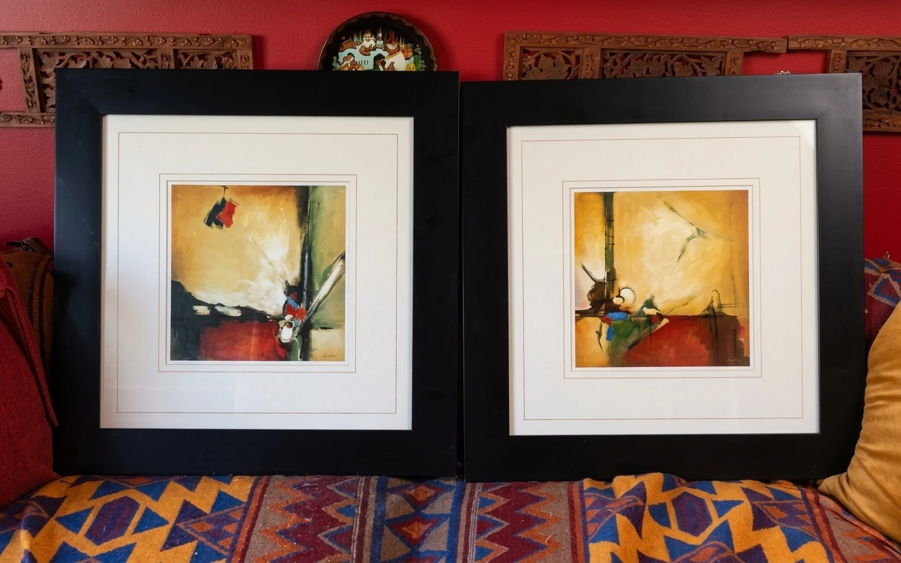 PAIR: Noah Li-Leger Signed Framed Abstract Prints