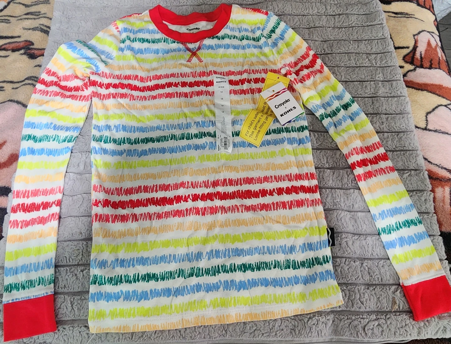 New Crayola x Kohls Striped Kids Long Sleeve Shirt Size 12