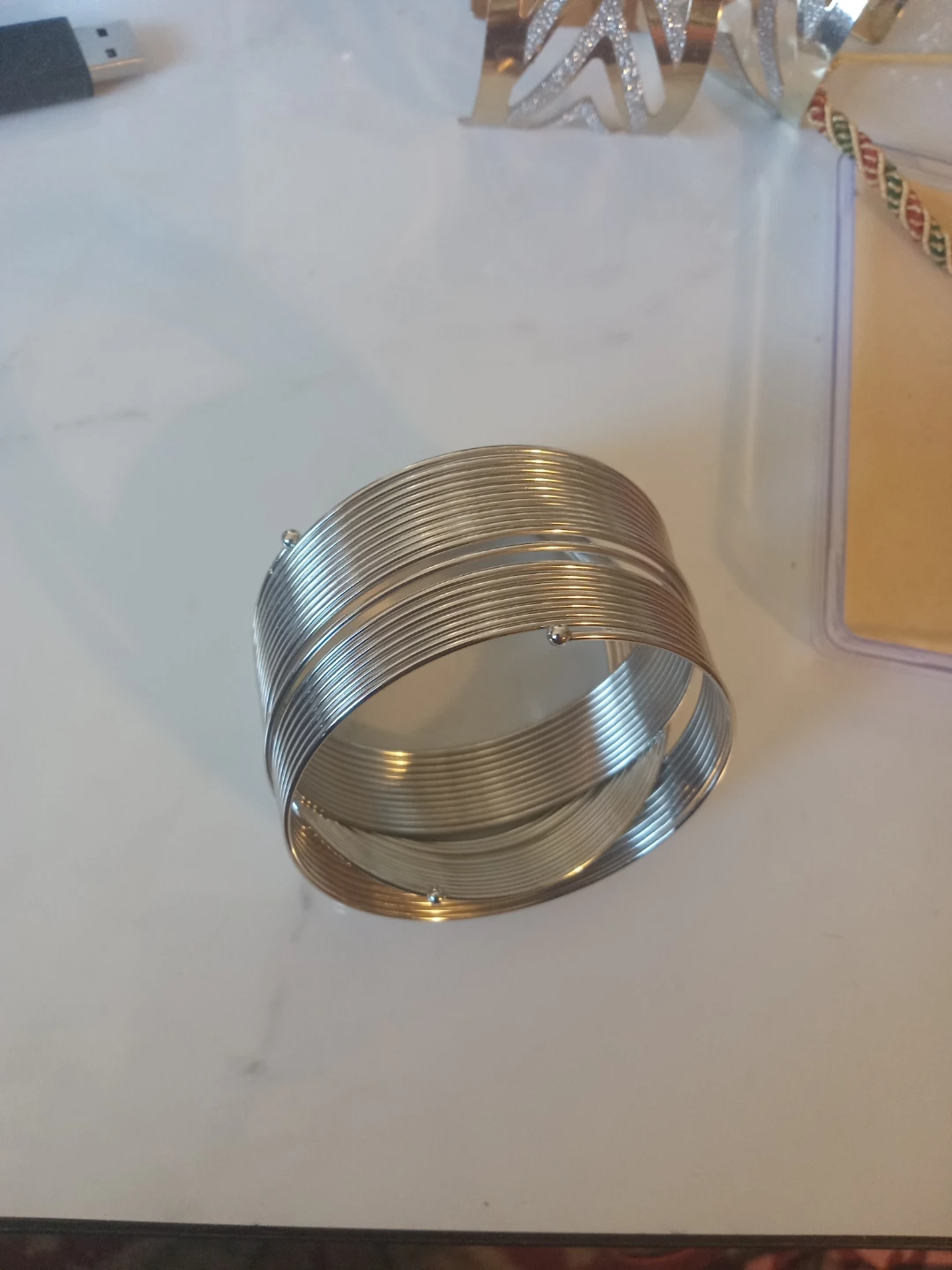 Set of Two Spiral Silver Tone Bracelets - photo 2