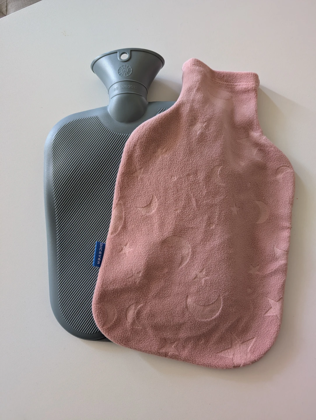 Dicever Hot Water Bottle with Pink Fleece Cover