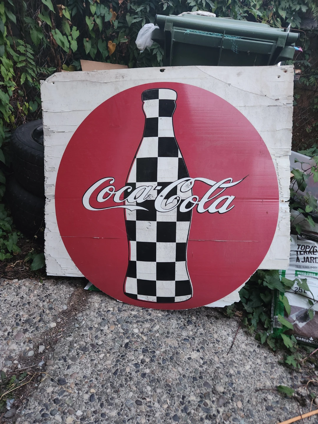 1987 vintage Coca-Cola Checkered Bottle Sign