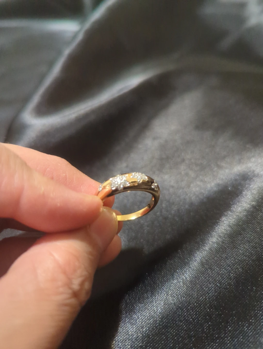 Gold Tone Floral Ring with Small Stones - photo 3