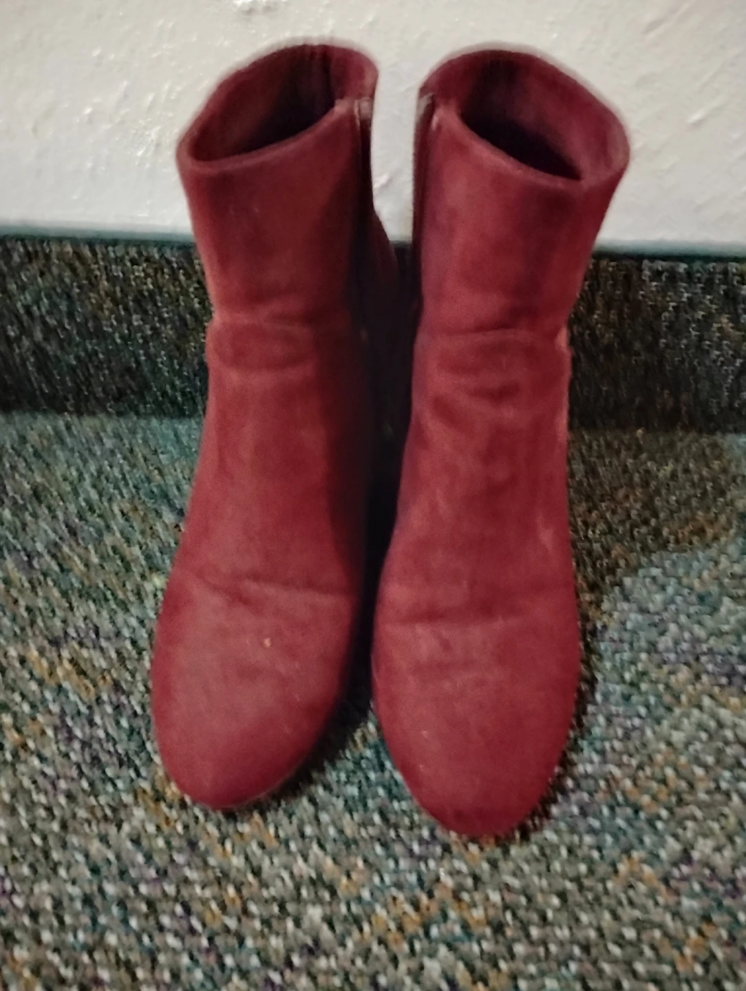 Red Suede Wedge Ankle Boots - photo 2