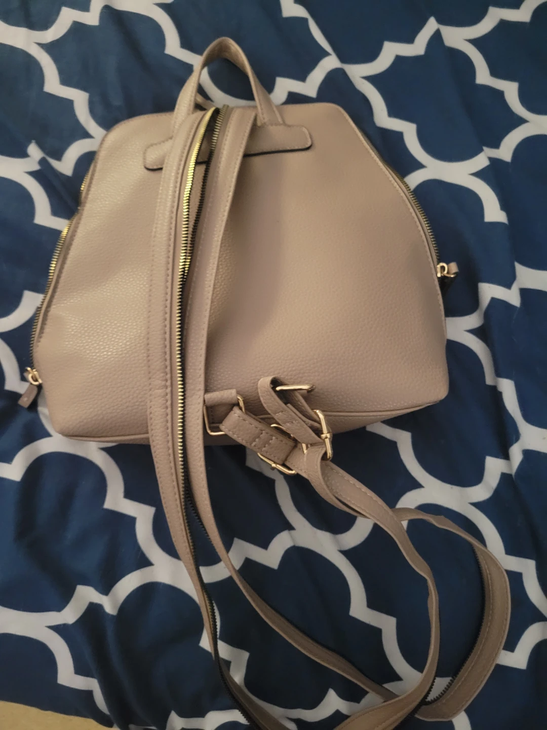 Beige Faux Leather Backpack - photo 4