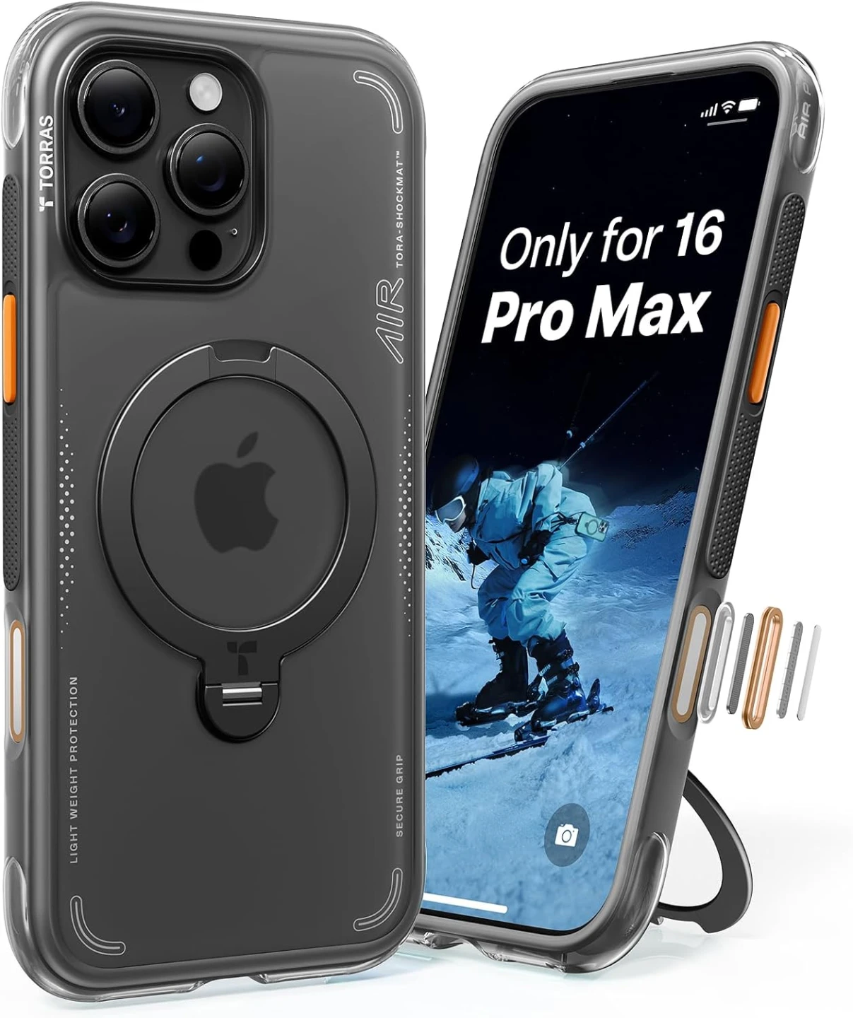 TORRAS Ostand Q3 Air for iPhone 16 Pro Max Case(Shadow Black)