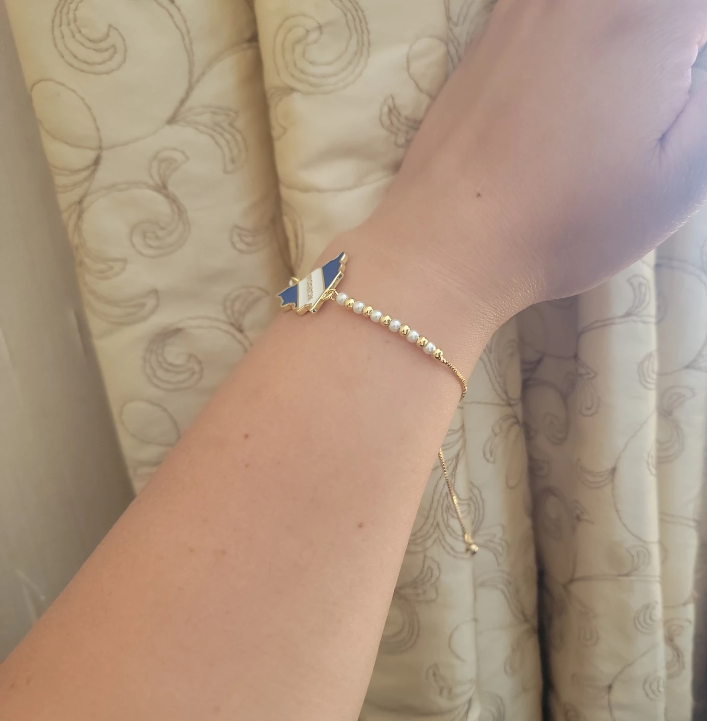 Nicaragua Map Pearl Charm Bracelet - photo 3