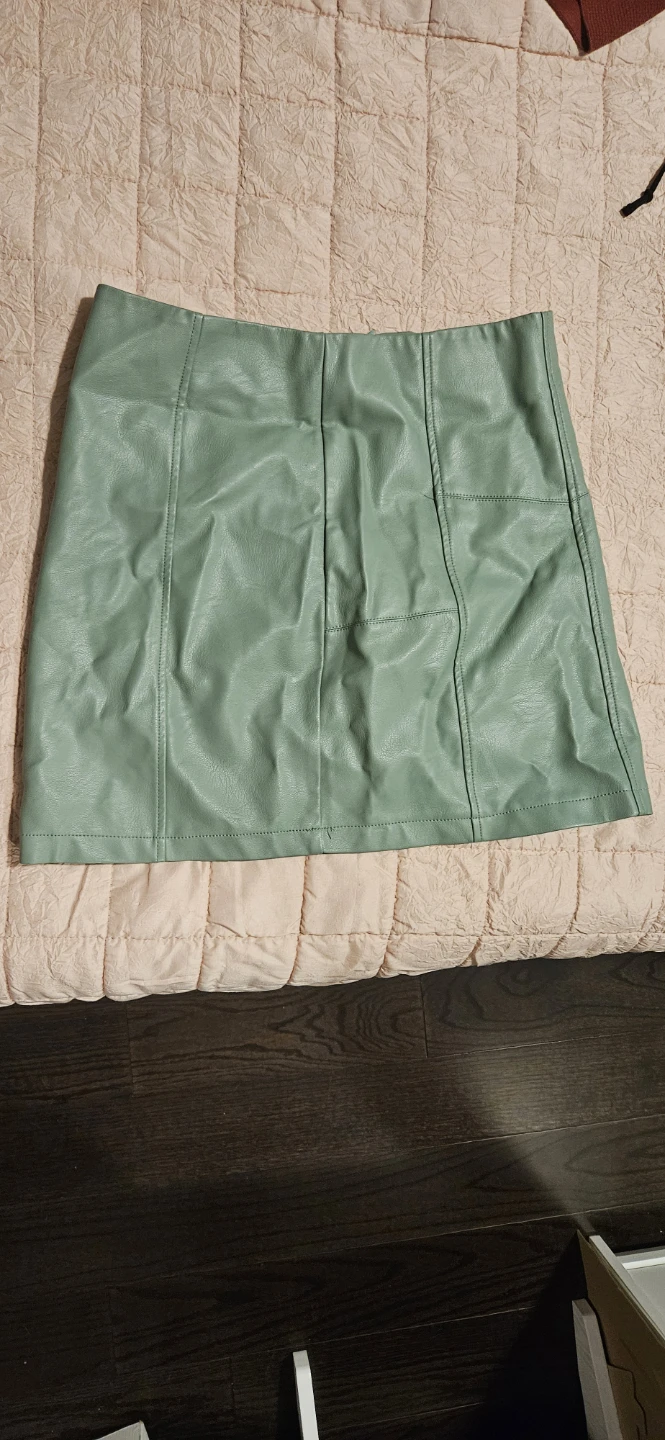 Sage Green Faux Leather Mini Skirt