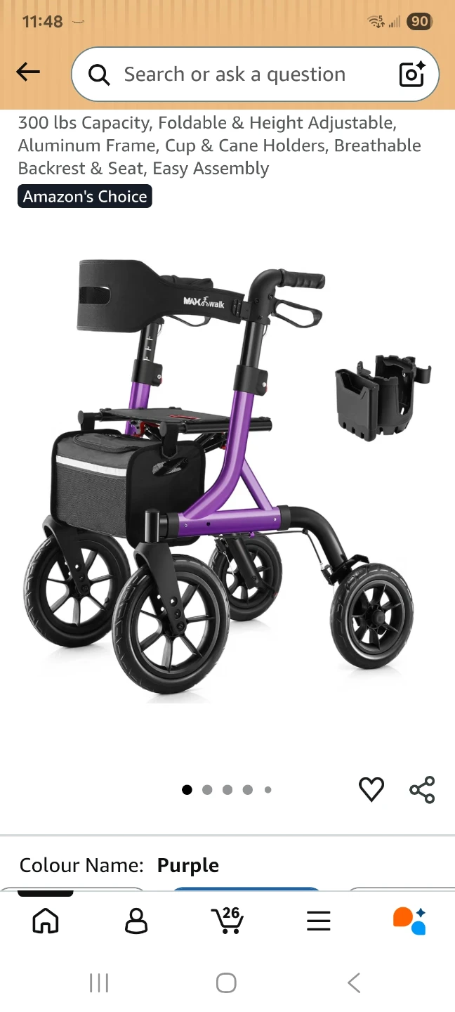 MaxiWalk Foldable Rollator - Purple - photo 4