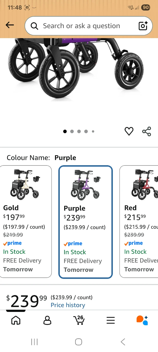 MaxiWalk Foldable Rollator - Purple - photo 5