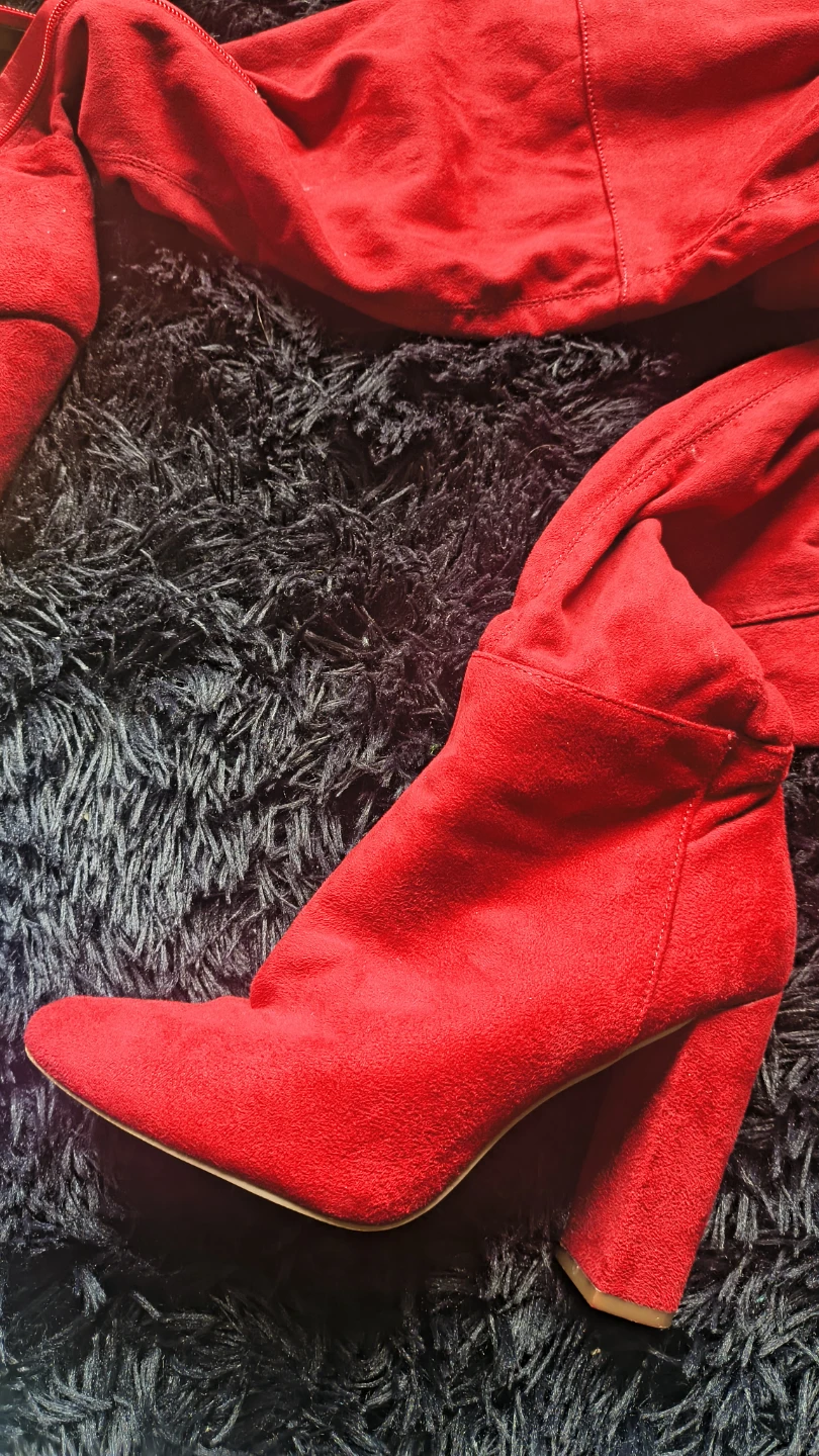 Cherry Red Thigh High Boots S7 - photo 4