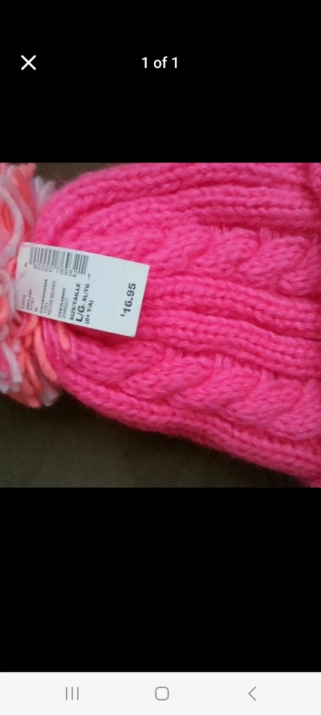 Neon Berry Cable Knit Girls Toque size L/XL