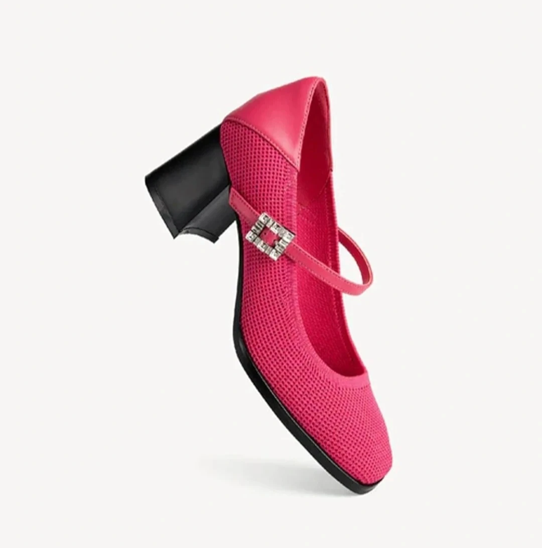 Pink Knit Mary Jane Heels - photo 3
