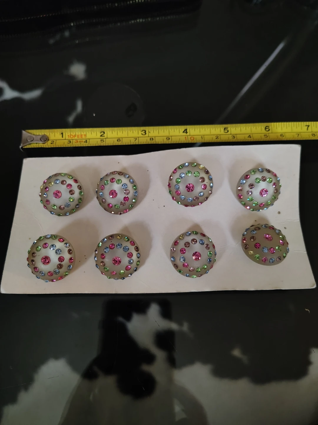 Vintage Lucite Dome Buttons w Rhinestones - photo 3
