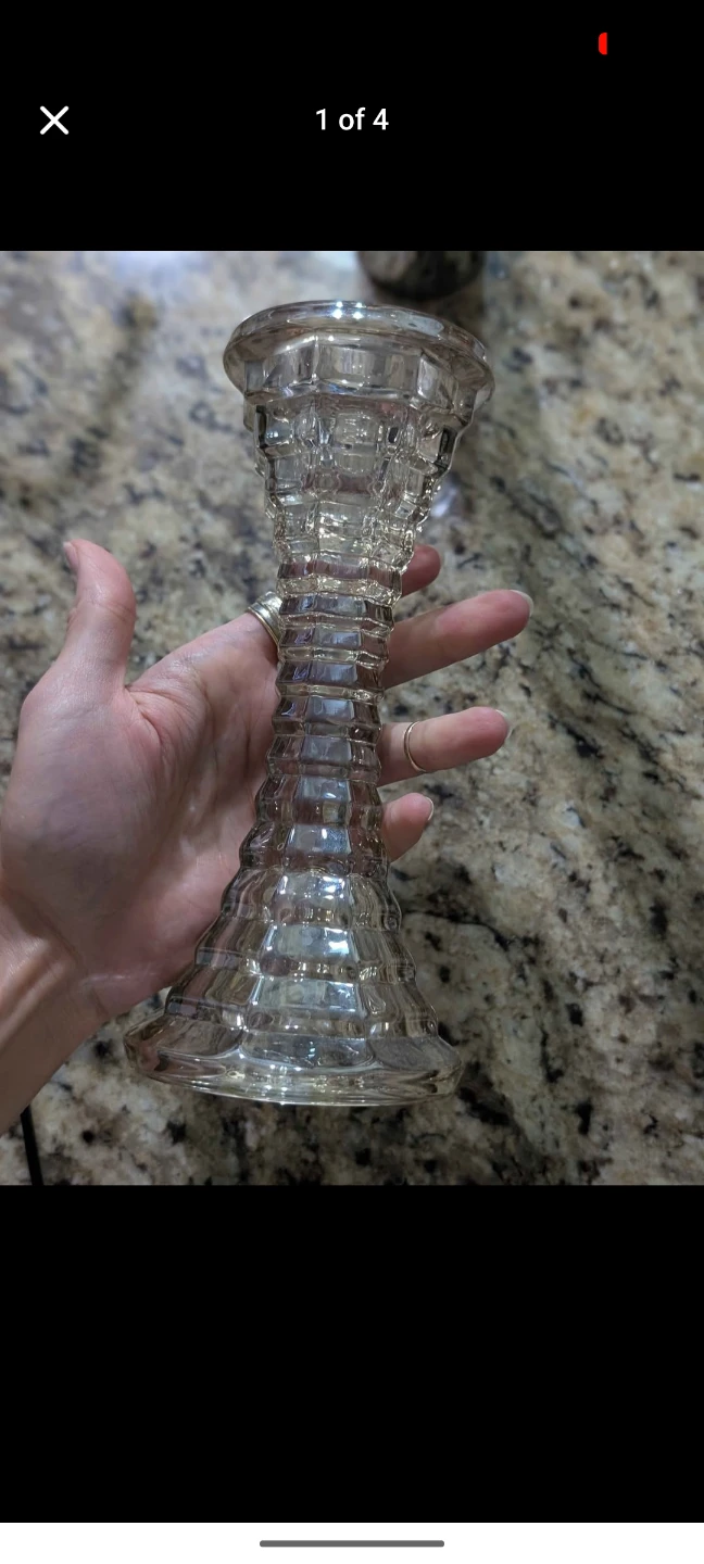 Clear Glass Candlestick Holder aurora borealis ab crystal - photo 2