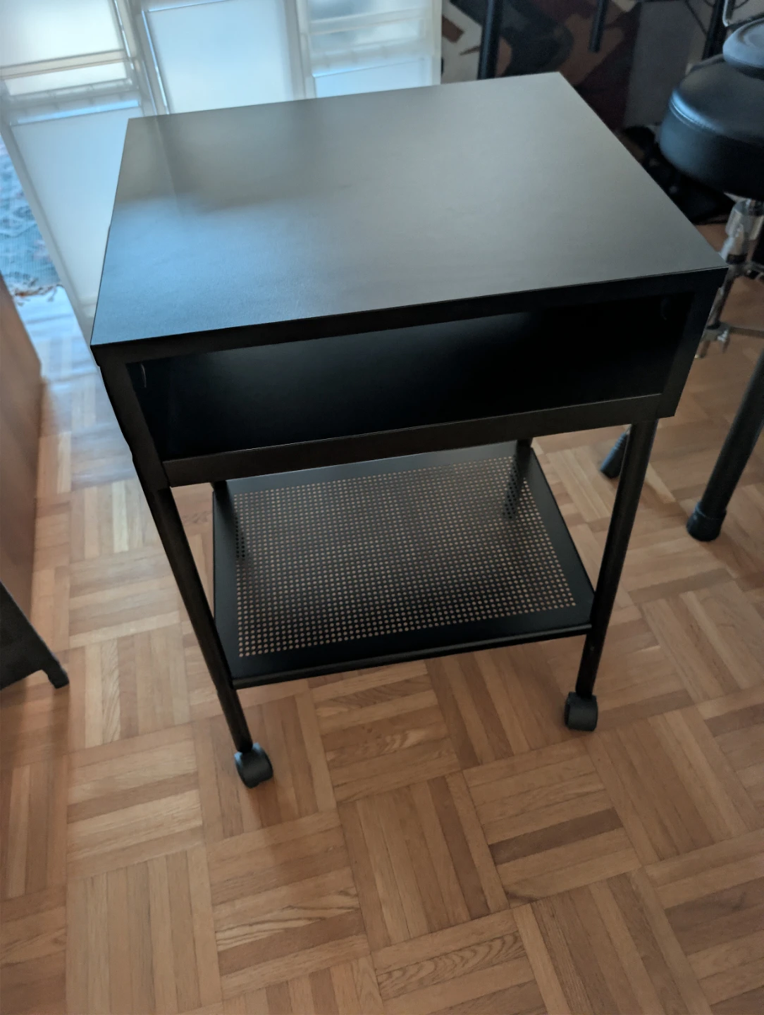IKEA Black Side Table with Wheels