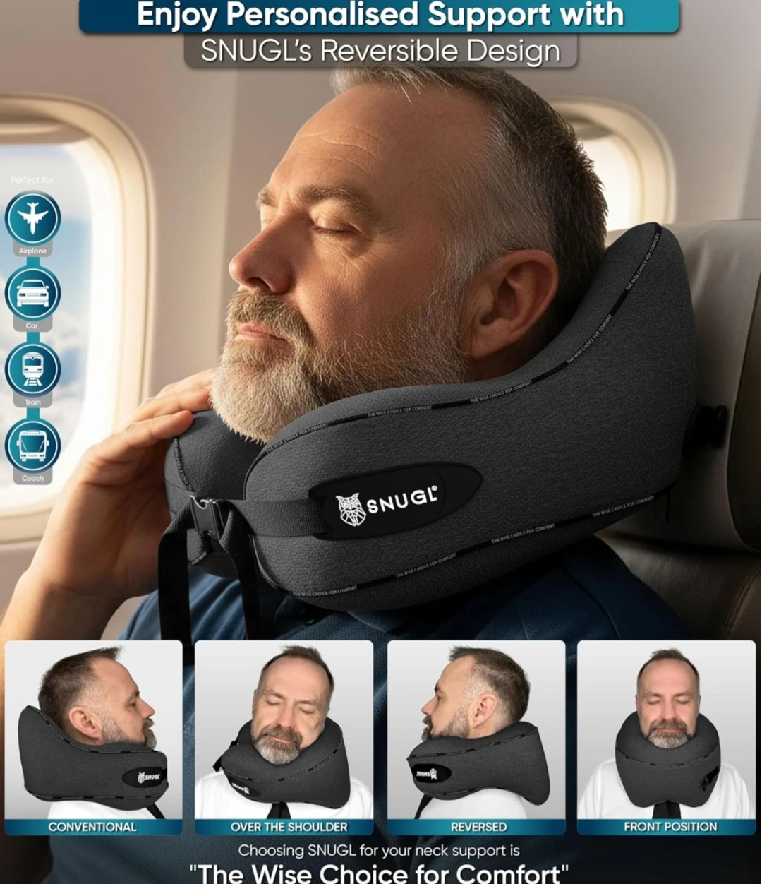SNUGL Travel Pillow Adult Regular Dark Grey - photo 4