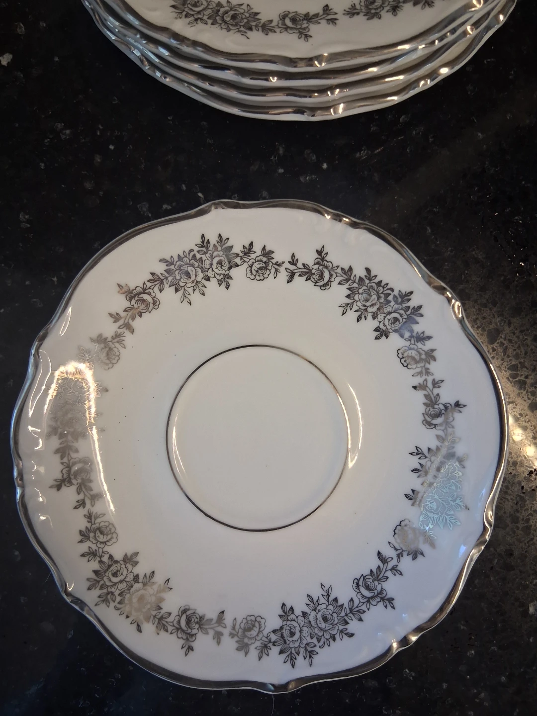 Vintage Floral Dinnerware Set with Silver Trim - photo 5