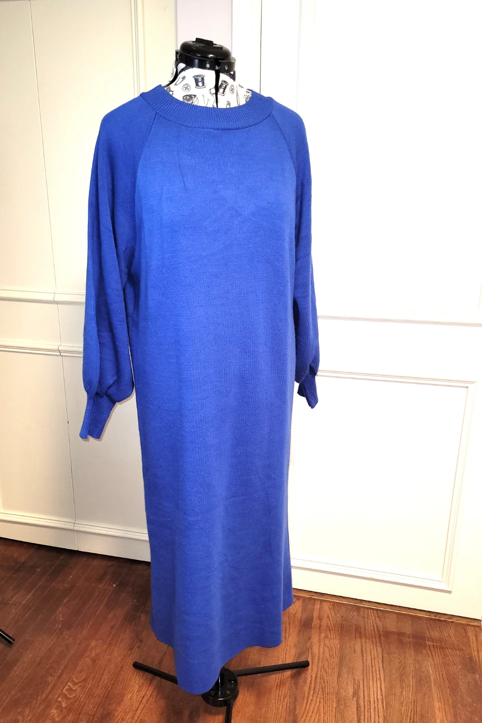Blue Knit Midi Dress
