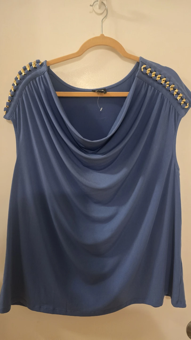 I.N.C. Blue Chain Detail Cowl Neck Top - photo 3